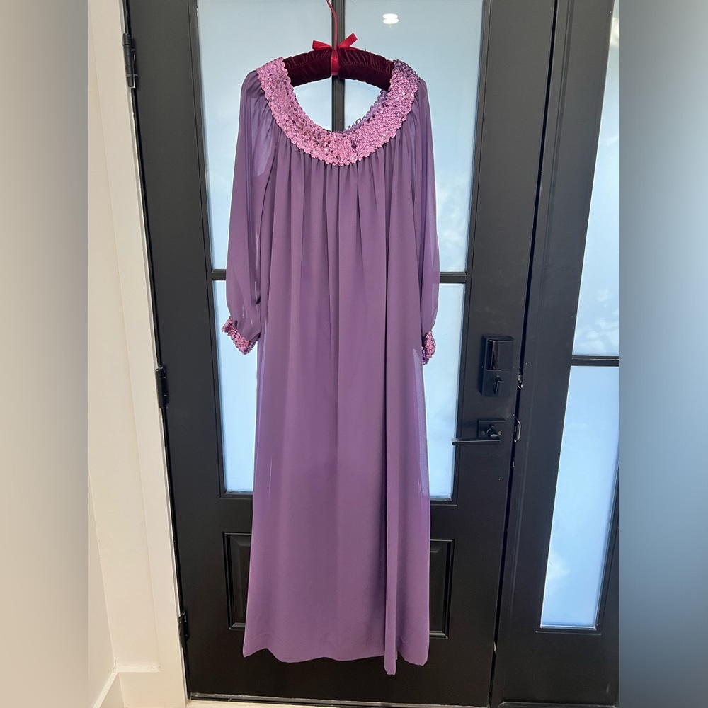 Vintage Lucie Ann Beverly Hills Purple sequin 70s dress/ nightgown